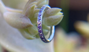 Argolla titanio ASTM F136 - Segment ring con línea de zirconias lateral morado