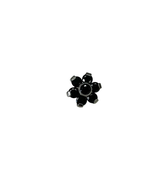 Accesorio flor c/ rosca titanio ASTM F136 - Accesorio flor 6 pétalos pequeña zircon negro