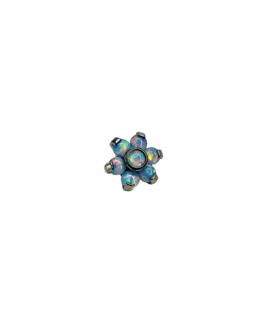 Accesorio c/ pin titanio ASTM F136 - Accesorio flor de 6 pétalos opal snow