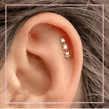 Accesorio oro 18k solido c/ rosca - Accesorio triple estrella - Agnes oro 18k