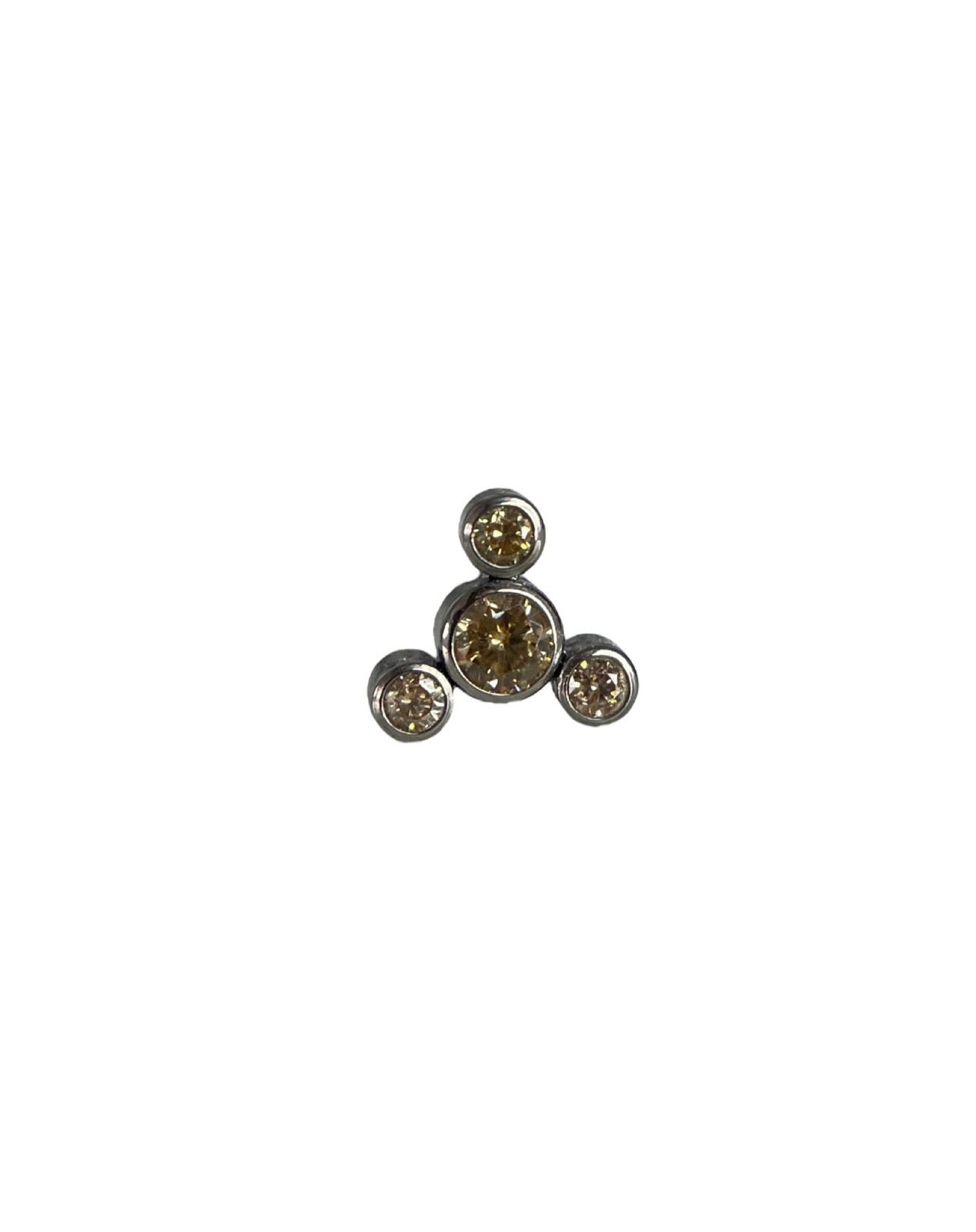 Accesorio gema c/ rosca titanio ASTM F136 - Accesorio clúster 4 gemas en pirámide Champagne