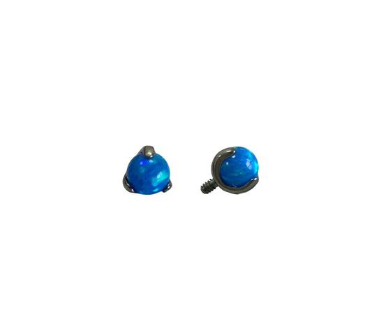 Accesorio prong set c/ rosca titanio ASTM F136 - Accesorio con ópalo prong set blue 3 garras