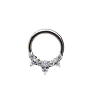 Argolla titanio ASTM F136 - Segment ring con 3 marquise y zirconias