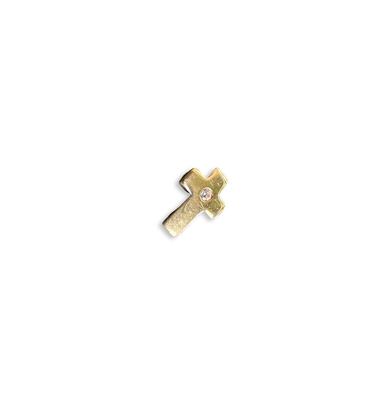 Accesorio c/ pin Oro 14k - Cruz con zirconia swarovski - Oro 14k