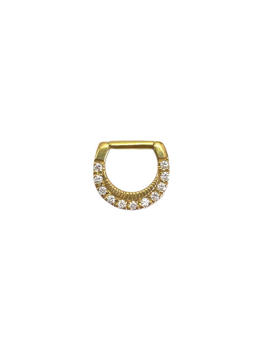 Argolla oro 18k - D-ring con 11 diamantes frontales blancos