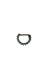 Argolla titanio ASTM F136 - D-ring con zircones celeste