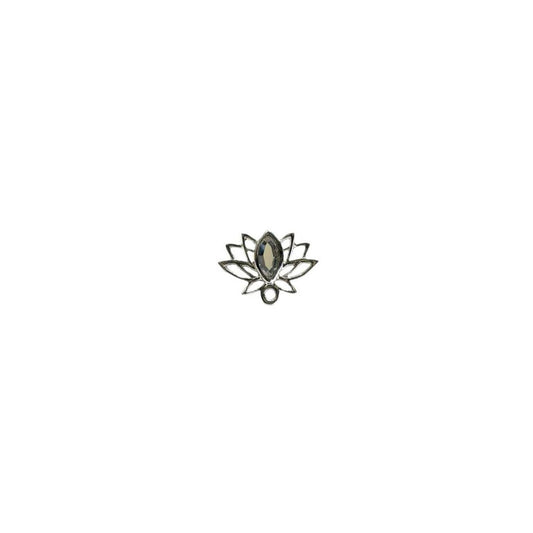 Accesorio c/ pin Oro 18k - Flor de loto cristales swarovski oro blanco