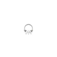 Argolla titanio ASTM F136 - Segment ring clicker con triple marquise y piramide bolitas