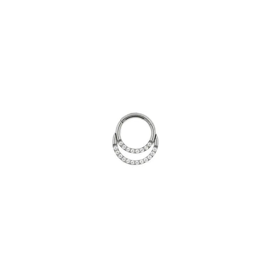 Argolla titanio ASTM F136 - Segment ring con doble línea de zirconias frontal separada blanco