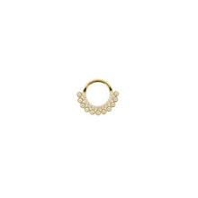 ORO 14K - Segment ring con doble línea de zirconias grande y pequeña frontal
