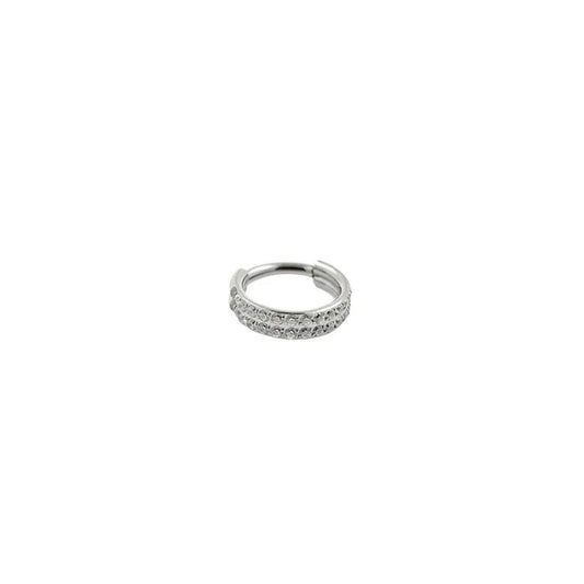 Argolla titanio ASTM F136 - Segment ring con doble línea de zirconias lateral apegada blanco
