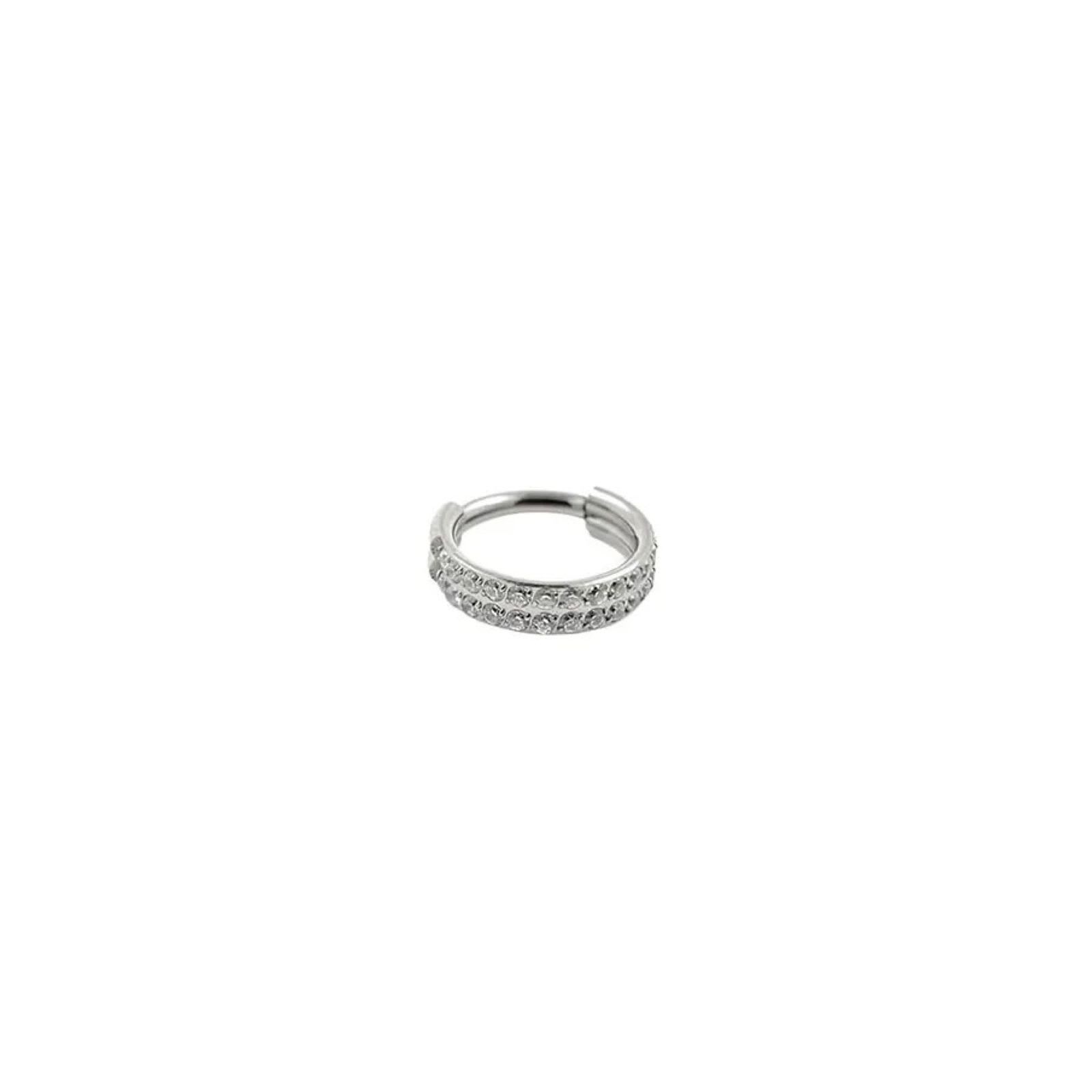 Argolla titanio ASTM F136 - Segment ring con doble línea de zirconias lateral apegada blanco