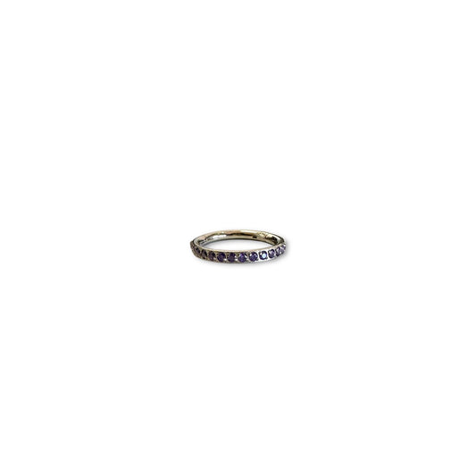 Argolla titanio ASTM F136 - Segment ring con línea de zirconias lateral morado