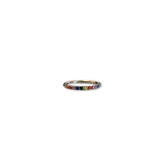 Argolla titanio ASTM F136 - Segment ring con linea de zirconias lateral multicolor