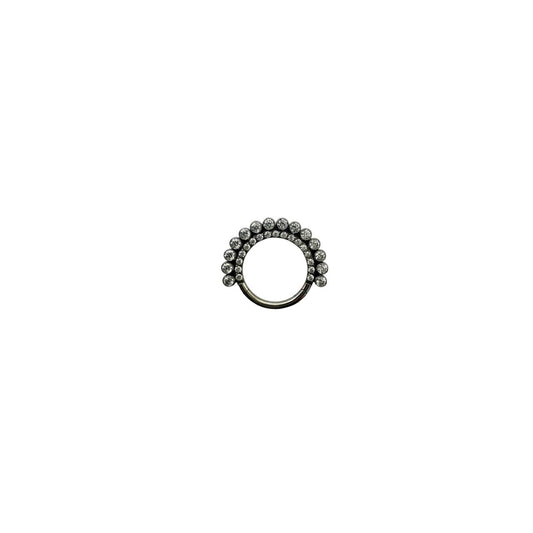 Argolla titanio ASTM F136 - Segment ring con doble linea de zirconias pequeña y grande frontal